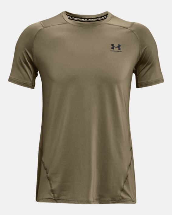 Men's HeatGear® Armour Fitted Short Sleeve, Green, pdpMainDesktop image number 4